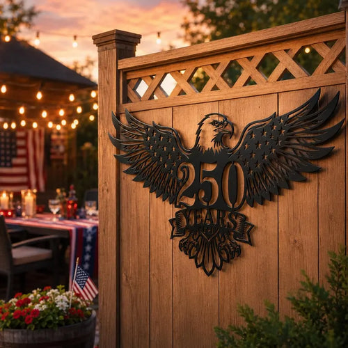 250 Years Eagle American Flag | Patriotic Metal Wall Art | Laser‑Cut Metal | Rustic Steel Decor | Handmade Metal Art