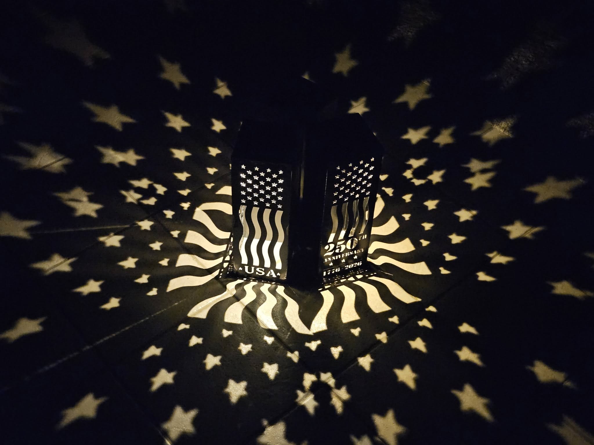 Iron Canvas Commemorative 250 Anniversary Lantern | Laser‑Cut Metal Lantern | Rustic Steel Garden Lantern Decor | Handmade Metal Art