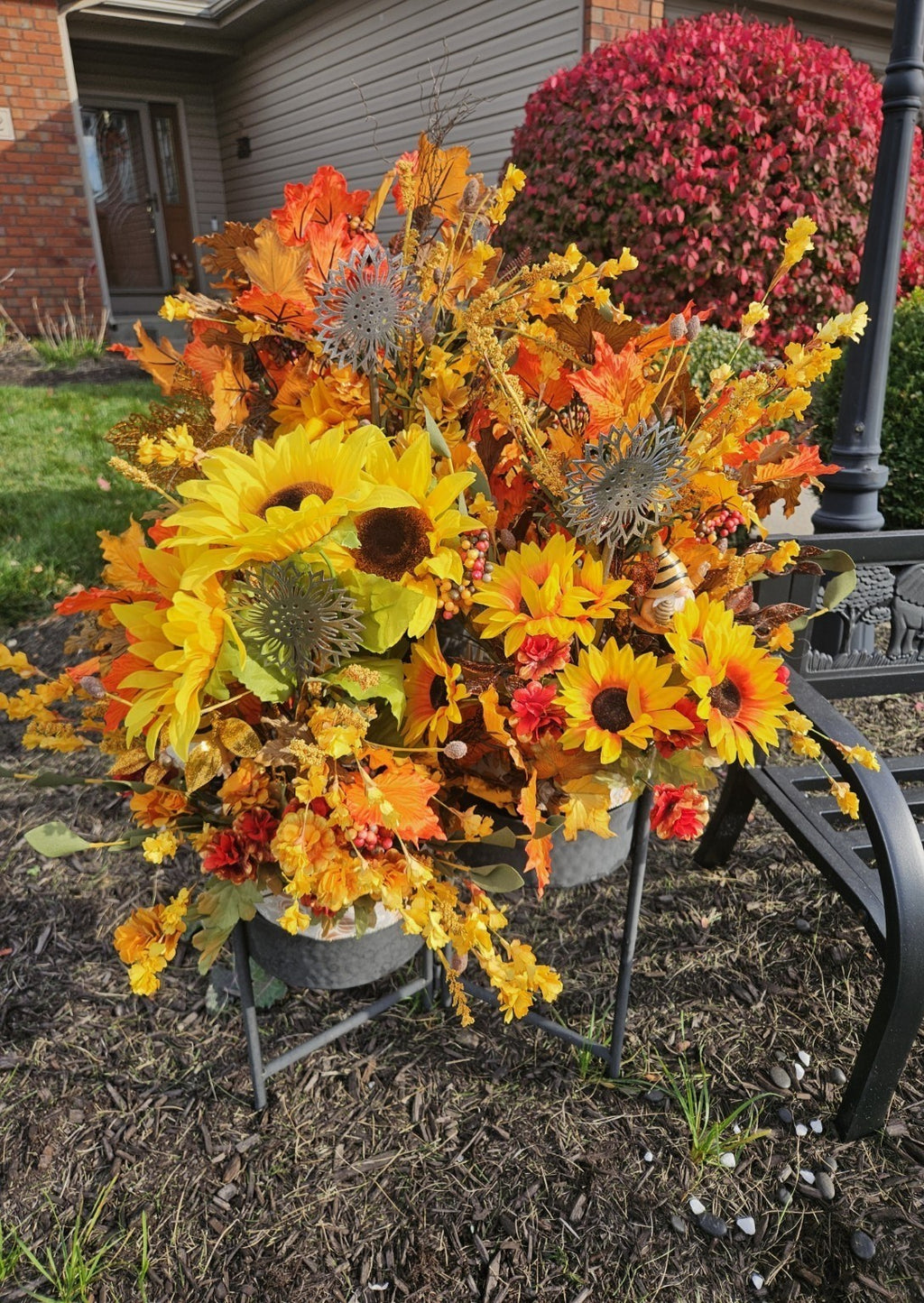 Sunflower Garden Stake | Laser-Cut Steel | Handmade Metal Yard Art