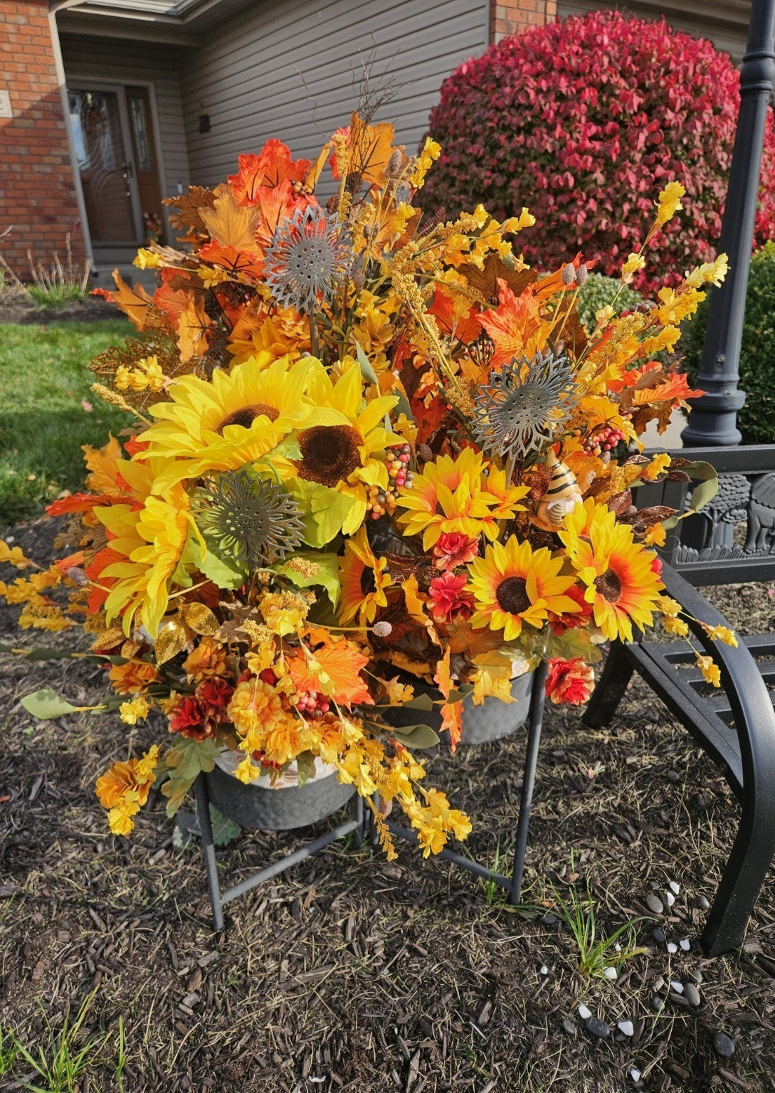 Sunflower Garden Stake | Laser-Cut Steel | Handmade Metal Yard Art
