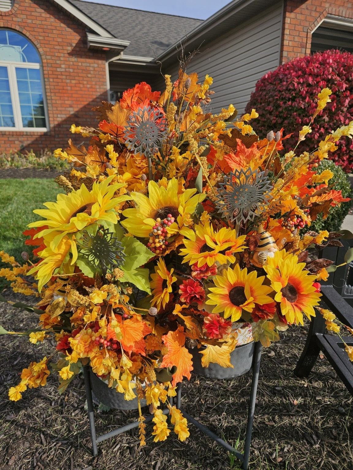 Sunflower Garden Stake | Laser-Cut Steel | Handmade Metal Yard Art