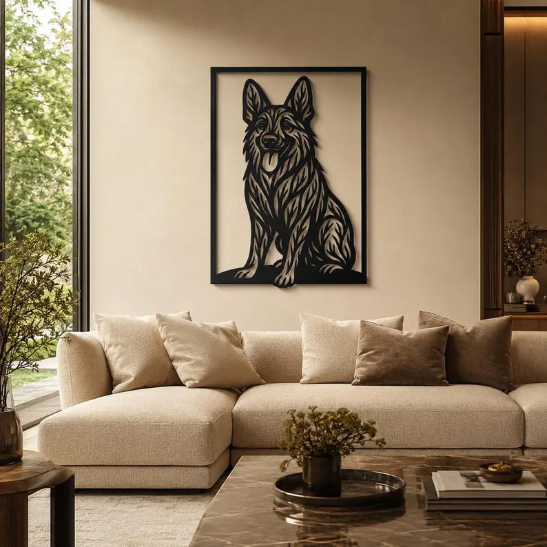 German Shepherd Metal Wall Art | Laser-Cut Steel Dog Decor | Pet Lover Gift | Handmade Metal Art