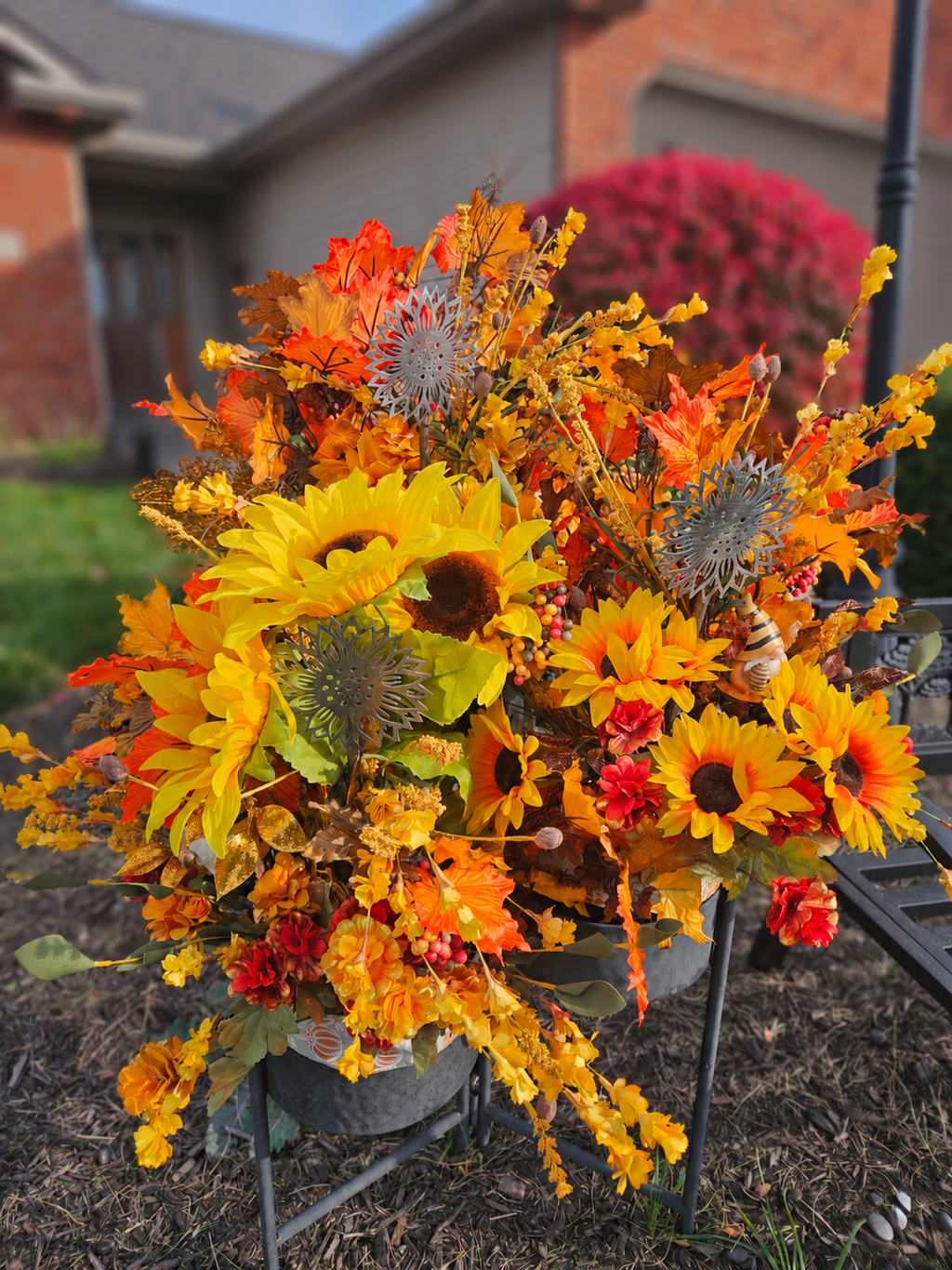 Sunflower Garden Stake | Laser-Cut Steel | Handmade Metal Yard Art
