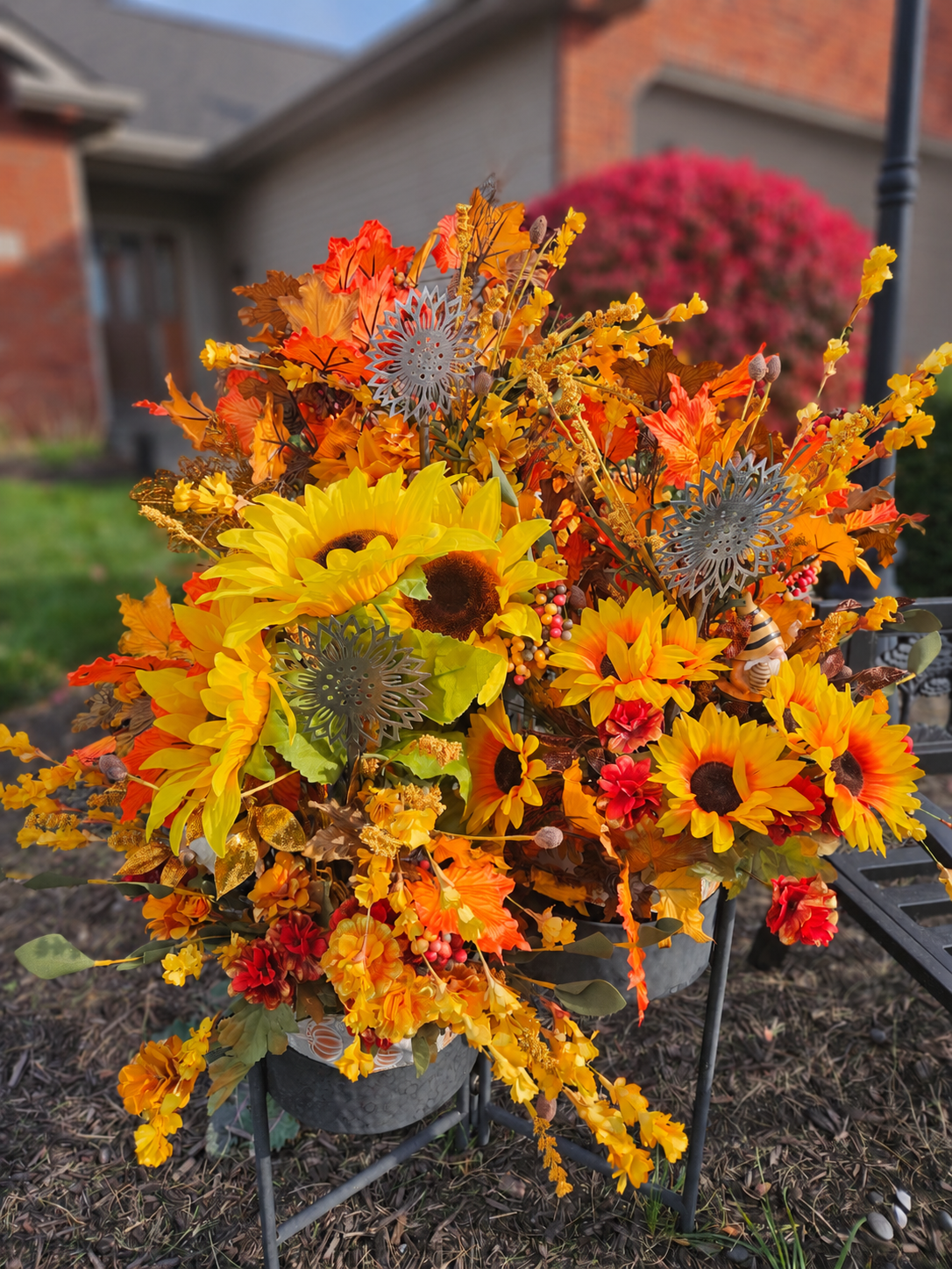 Sunflower Garden Stake | Laser-Cut Steel | Handmade Metal Yard Art