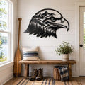 Bald Eagle Mountain Scene | Eagle Head Forest Landscape | Laser‑Cut Metal | Rustic Steel Decor | Handmade Metal Art