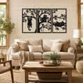 Cats in Trees Triptych Metal Wall Art | Laser-Cut Steel | Funny Cat Home Décor | Handmade Metal Sign