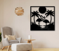 Flamingo Sunset Metal Wall Art | Laser-Cut Steel | Tropical Coastal Home Décor | Handmade Metal Sign