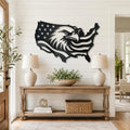 Patriotic Eagle USA Map Laser | Eagle Metal Wall Art | Laser‑Cut Metal | Rustic Steel Decor | Handmade Metal Art