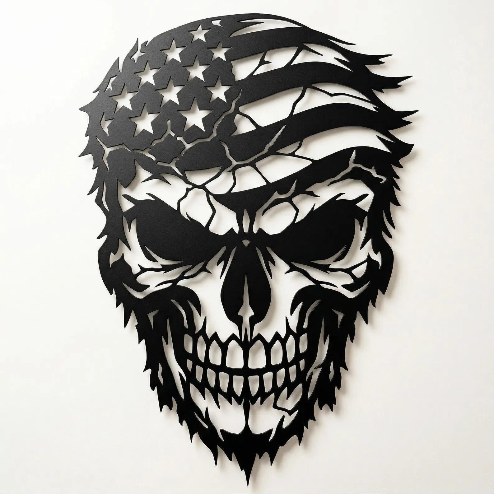Patriot Skull American Flag Metal Wall Art | Laser-Cut Steel | Edgy Patriotic Home Decor | Handmade Metal Sign