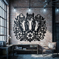 Three Horses Floral Metal Wall Art | Laser-Cut Steel | Rustic Western Home Décor | Handmade Metal Sign