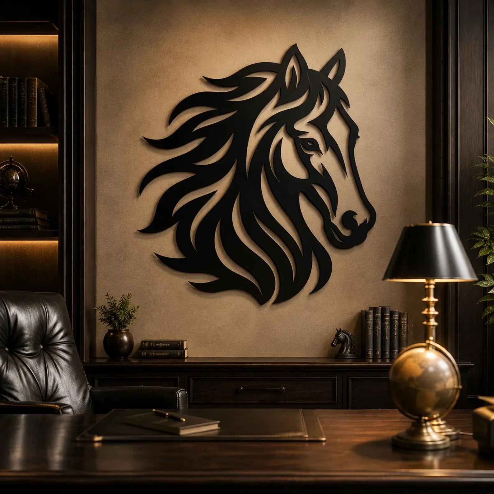 Wild Horse Head Metal Wall Art | Laser-Cut Steel | Western Equestrian Home Decor | Handmade Metal Sign